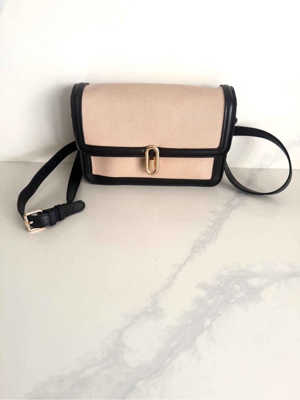 Jules Kae Beige & Black Crossbody Shoulder Bag